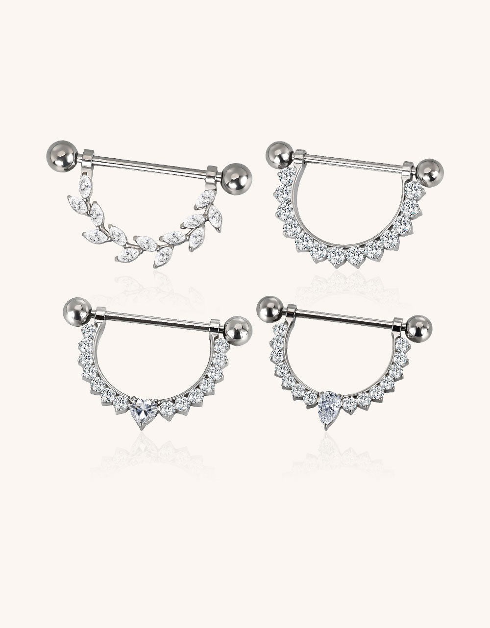 CZ Dangle Nipple Ring – ASTM F136 Titanium Barbell Piercing Jewelry