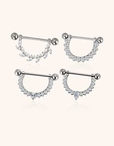 CZ Dangle Nipple Ring – ASTM F136 Titanium Barbell Piercing Jewelry