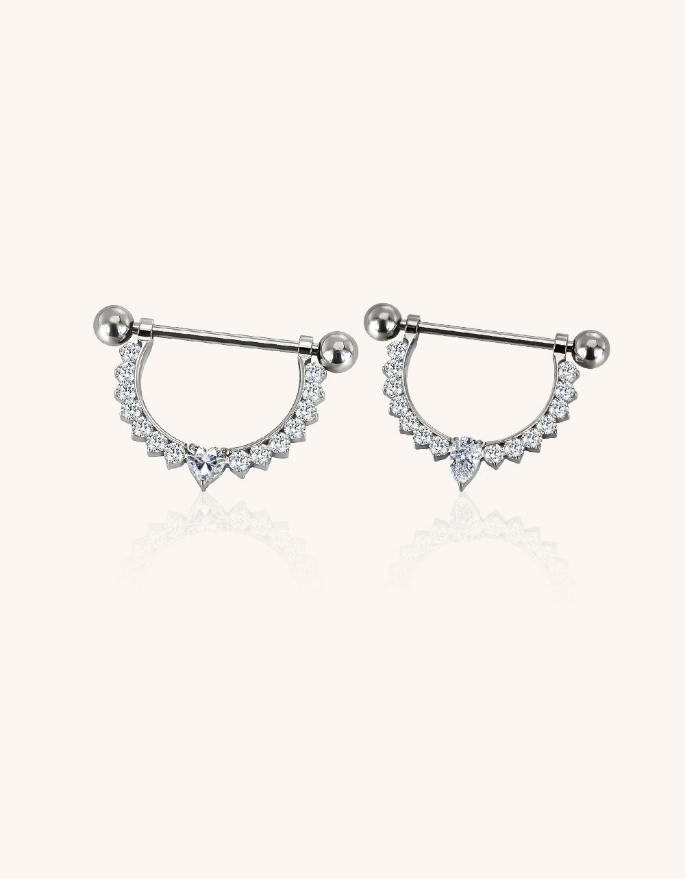 CZ Dangle Nipple Ring – ASTM F136 Titanium Barbell Piercing Jewelry