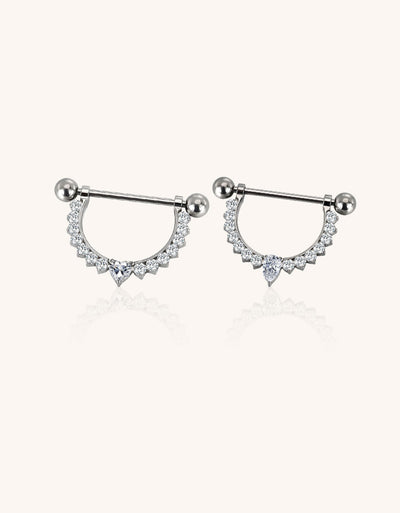 CZ Dangle Nipple Ring – ASTM F136 Titanium Barbell Piercing Jewelry