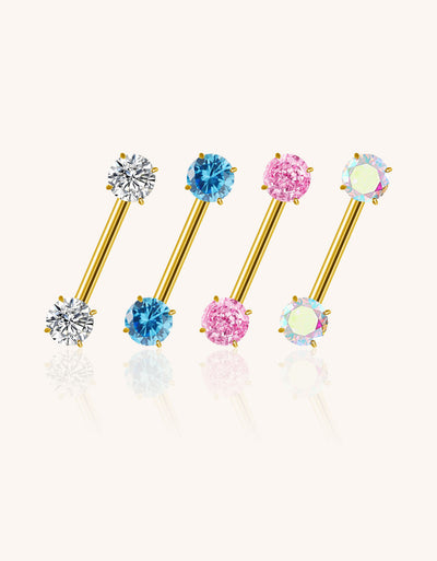 Prong Set CZ Barbell – ASTM F136 Titanium Body Jewelry for Piercings