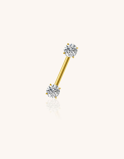 Prong Set CZ Barbell – ASTM F136 Titanium Body Jewelry for Piercings
