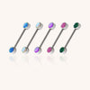 ASTM F136 Titanium 14G Internally Threaded Barbell with Bezel-Set Opal – Body Piercing Jewelry