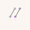 ASTM F136 Titanium 14G Internally Threaded Barbell with Bezel-Set Opal – Body Piercing Jewelry