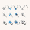 Medical Grade Titanium Nose Studs – Fire Top Opal & CZ Set