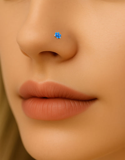 Medical Grade Titanium Nose Studs – Fire Top Opal & CZ Set