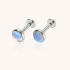 Moonstone Flat Back Stud–Internally Threaded Piercing Jewelry for Ear,Cartilage or Lip