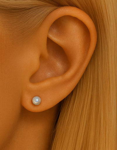 Moonstone Flat Back Stud–Internally Threaded Piercing Jewelry for Ear,Cartilage or Lip