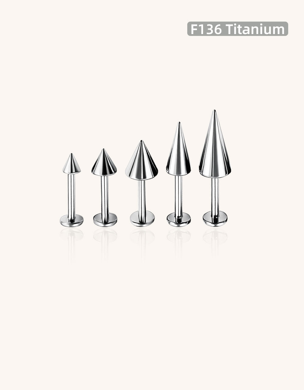 F136 Titanium Externally Treaded Labret With Spike Top