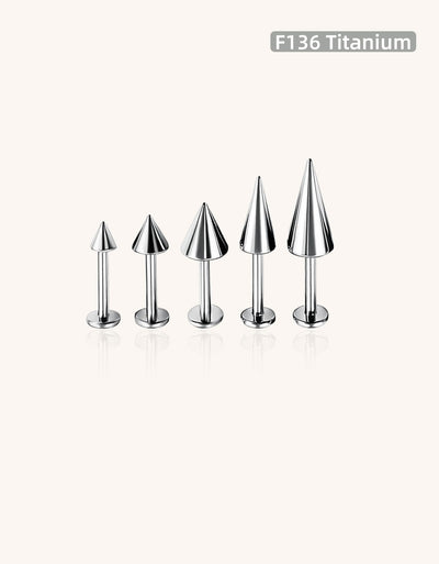 F136 Titanium Externally Treaded Labret With Spike Top