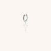 F136 Titanium D-Shaped Hoop with Cross Pendant–Hypoallergenic Earring