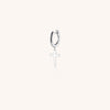 F136 Titanium D-Shaped Hoop with Cross Pendant–Hypoallergenic Earring