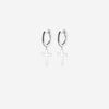 F136 Titanium D-Shaped Hoop with Cross Pendant–Hypoallergenic Earring