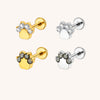 Four CZ Paw Print Lip Stud 16G Internally Threaded Cat Claw Labret Piercing