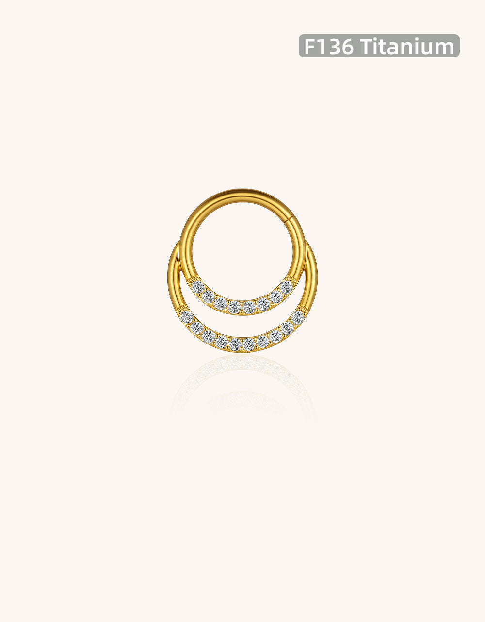 Titanium Double Layer Nose Ring – Half Hoop with CZ Stones