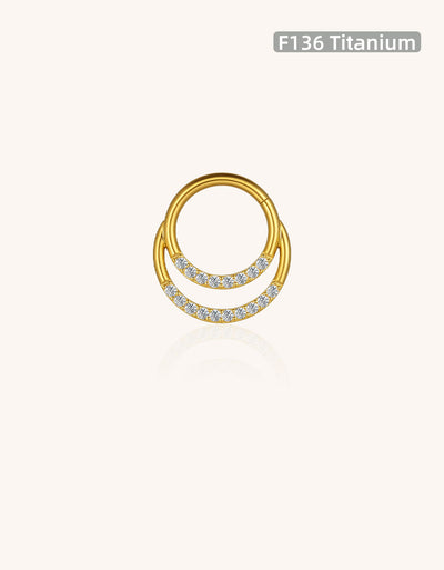 Titanium Double Layer Nose Ring – Half Hoop with CZ Stones