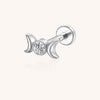 Double Crescent Moon CZ Lip Stud – 16G Internally Threaded Labret Piercing