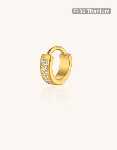 Wide Double Row CZ Nose Ring Sparkling Hinged Hoop, 16G Septum or Nostril Piercing