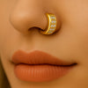 Wide Double Row CZ Nose Ring Sparkling Hinged Hoop, 16G Septum or Nostril Piercing
