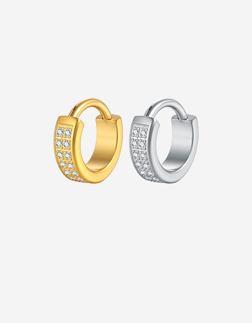 Wide Double Row CZ Nose Ring Sparkling Hinged Hoop, 16G Septum or Nostril Piercing