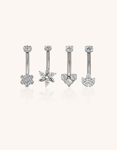 F136 Titanium CZ Curved Eyebrow Ring – Internally Threaded Piercing Jewelry