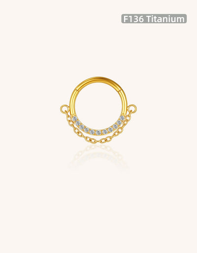 ASTM F136 Titanium Shape Dangle Nose Ring Hinged Septum Clicker Ring Earring Piercing