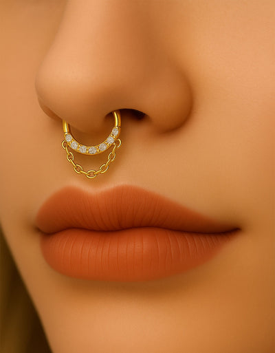 ASTM F136 Titanium Shape Dangle Nose Ring Hinged Septum Clicker Ring Earring Piercing