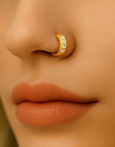 Titanium CZ Wide Nose Clicker 16G Hypoallergenic Piercing Hoop