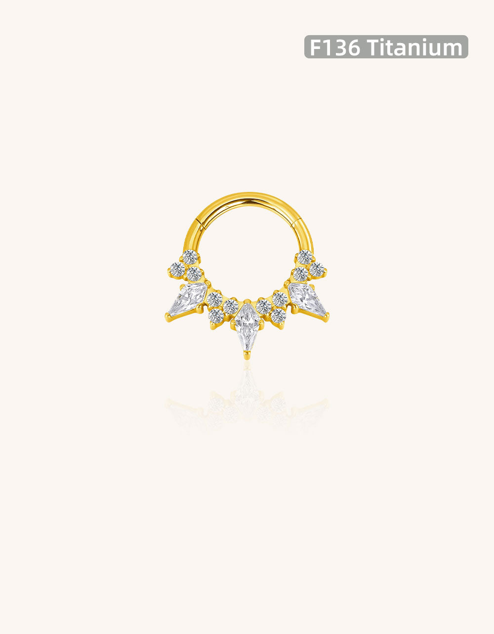 ASTM F136 Titanium Kite CZ & Triple CZ Hinged Segment Ring – Helix Piercing Jewelry Wholesale