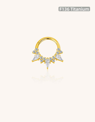 ASTM F136 Titanium Kite CZ & Triple CZ Hinged Segment Ring – Helix Piercing Jewelry Wholesale