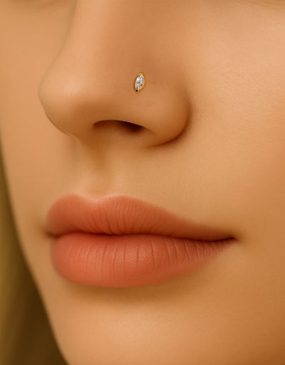 Wholesale ASTM F136 Titanium Marquise CZ Nose Stud