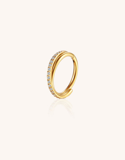 F136 Titanium Cross Inlaid Cubic Zirconia Hoop Earrings Body Piercing Jewelry