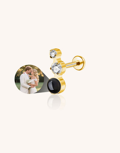 Double Stone Projector Cross Earring F136 Titanium Personalized Piercing Jewelry
