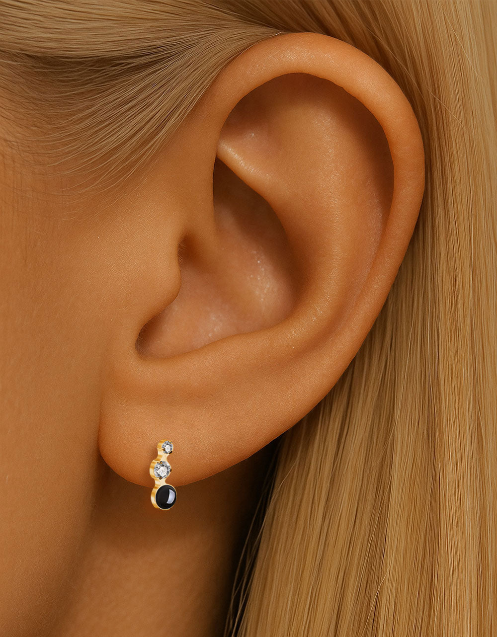 Double Stone Projector Cross Earring F136 Titanium Personalized Piercing Jewelry