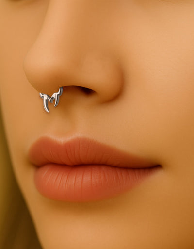 F136 Titanium Vampire Fang Septum Ring–Hypoallergenic Punk Piercing Jewelry for Nose,Ear,Cartilage Halloween Edition