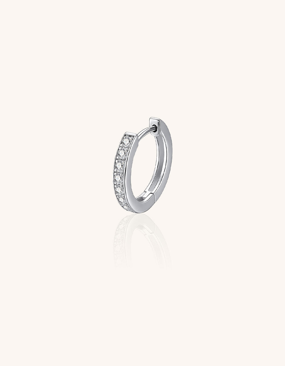 F136 Titanium D-Shaped CZ Hoop with Straight Bar–Ultra Sparkling Hypoallergenic Cartilage Ring