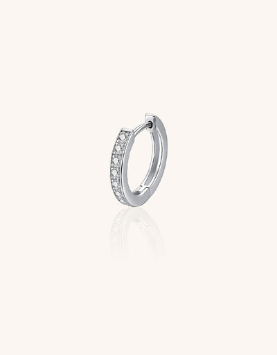 F136 Titanium D-Shaped CZ Hoop with Straight Bar–Ultra Sparkling Hypoallergenic Cartilage Ring