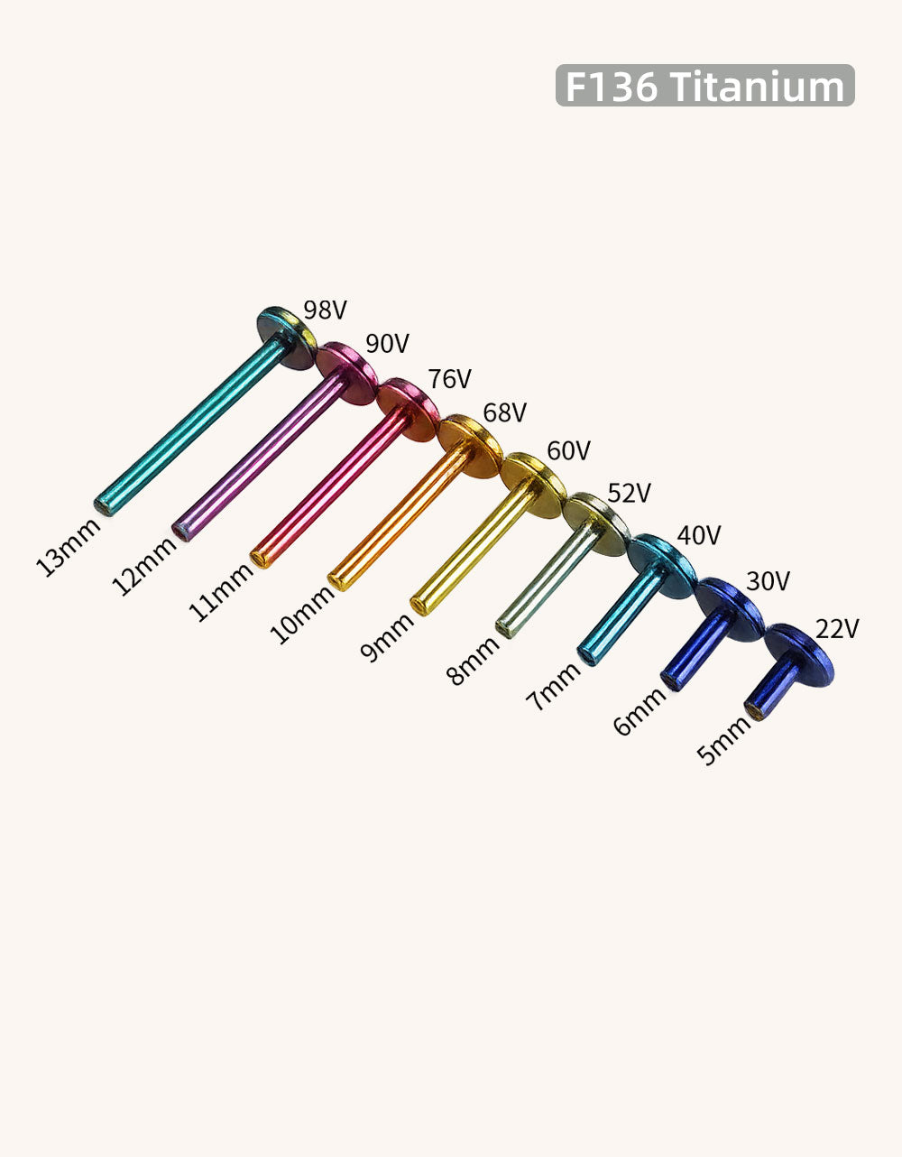 F136 Titanium 14G Flat Back Disc Post–Piercing Base for Ear&Cartilage