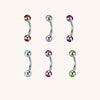316L Stainless Steel Eyebrow Piercing – Gem Curved Barbell Banana Ring