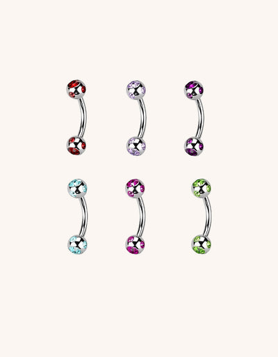 316L Stainless Steel Eyebrow Piercing – Gem Curved Barbell Banana Ring