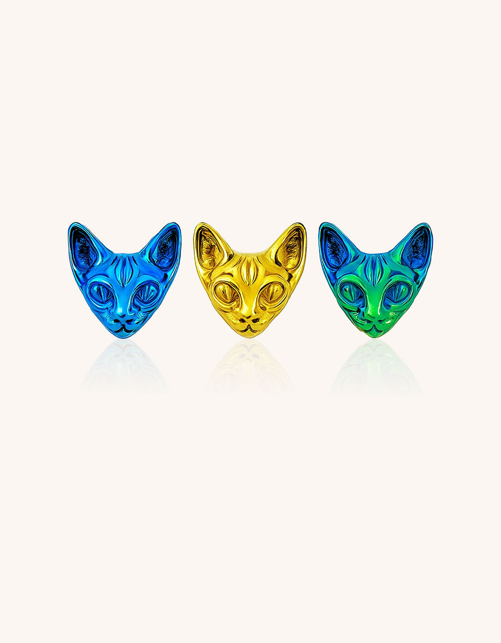 F136 Titanium Internally Threaded Sphinx Cat Ear Stud–Hypoallergenic Retro Piercing Jewelry for Cartilage,Ear,Lip