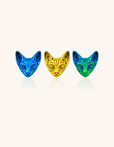F136 Titanium Internally Threaded Sphinx Cat Ear Stud–Hypoallergenic Retro Piercing Jewelry for Cartilage,Ear,Lip