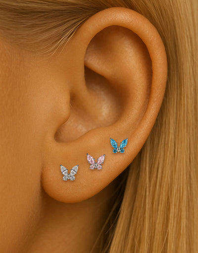 F136 Titanium Butterfly CZ Stud Head – Internally Threaded Flat Back Piercing Jewelry