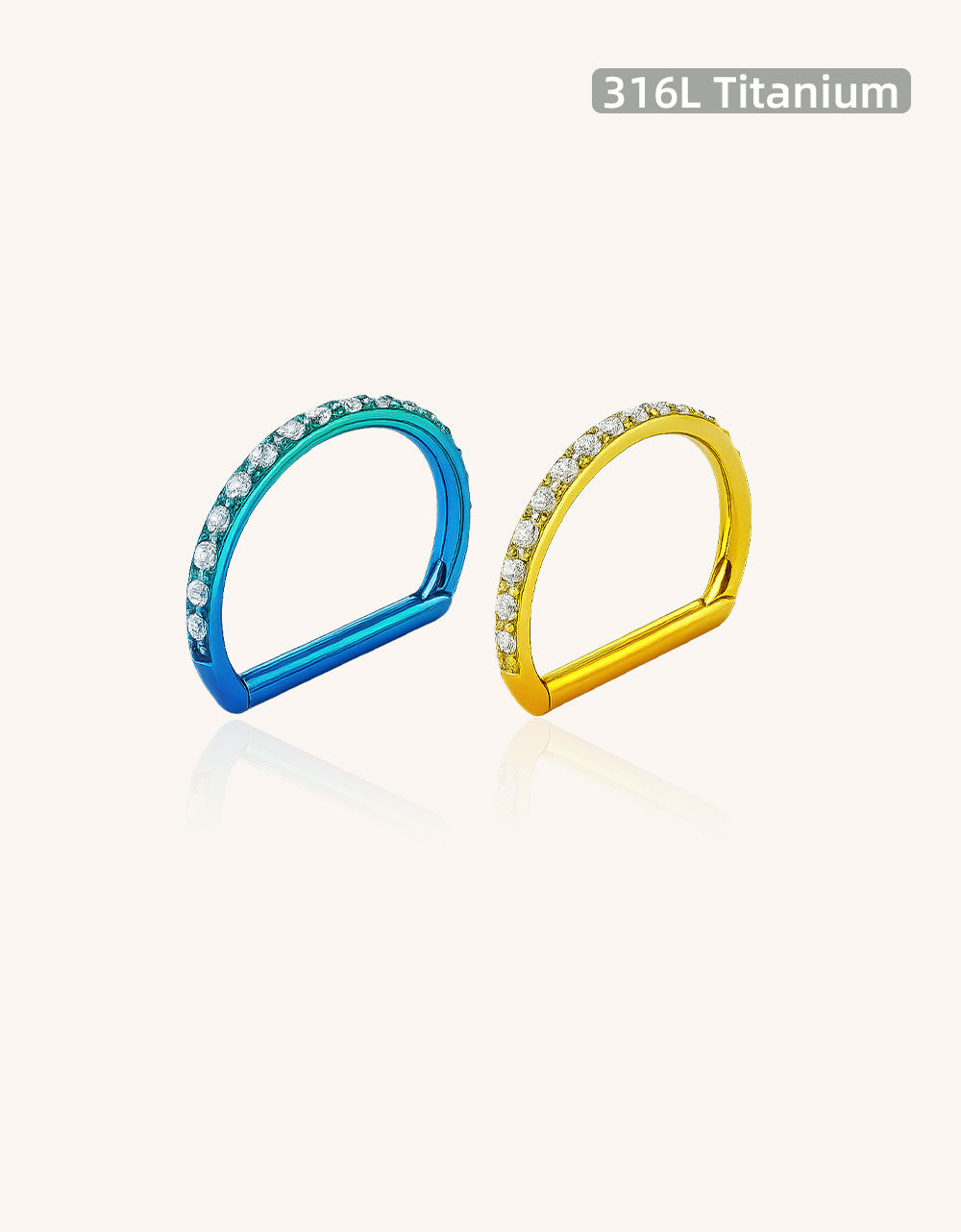 Titanium D-Shaped Clicker Hoop with CZ – Hypoallergenic Piercing Ring