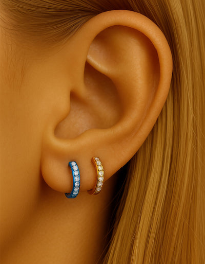 Titanium D-Shaped Clicker Hoop with CZ – Hypoallergenic Piercing Ring