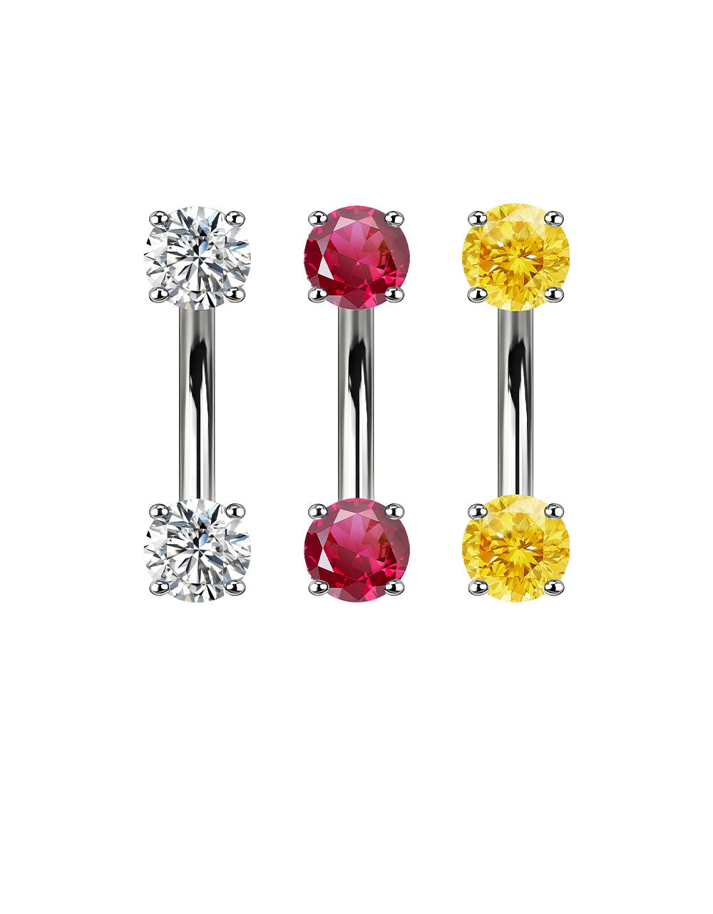 Titanium CZ Eyebrow Barbell – Basic Multi-Color Eyebrow Piercing Jewelry