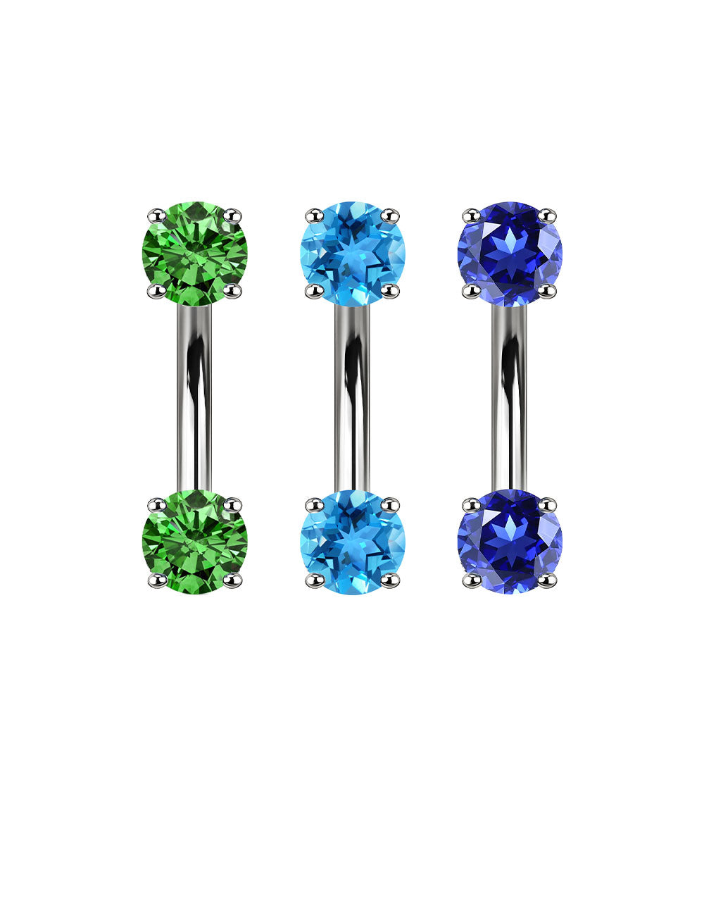 Titanium CZ Eyebrow Barbell – Basic Multi-Color Eyebrow Piercing Jewelry