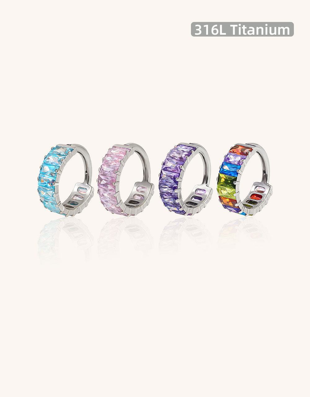 F136 Titanium CZ Sparkle Hoop – Rainbow/Ice Candy Clicker Ring for Cartilage & Lobe