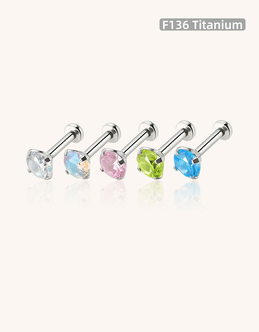 Flat Back Internally Threaded Stud – Hypoallergenic Ear, Lip&Nose Piercing Jewelry
