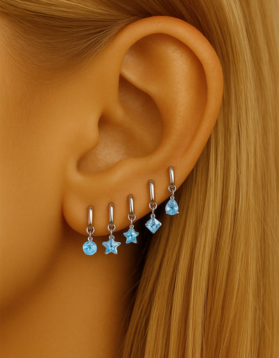 F136 Titanium Devil Spike Earrings with Star,Teardrop,Heart & Geometric Pendants